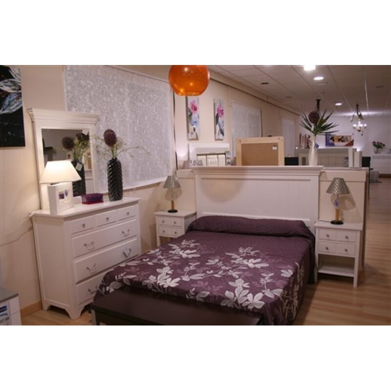 Dormitorio Matrimonio Bianca con cómoda y espejo color Blanco