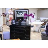 Dormitorio Matrimonio con cómoda y espejo Negro/Plata/