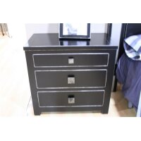 Dormitorio Matrimonio con cómoda y espejo Negro/Plata/