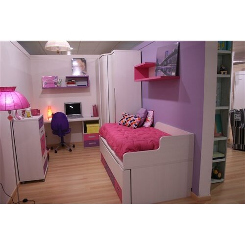 Dormitorio Juvenil con Armario color blanco/rosa/lila