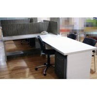 Mesas oficina + Modulo auxiliar color blanco/cebrano