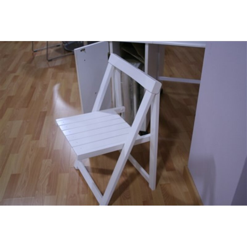Mesa consola módelo 186 + 4 sillas plegables color blanco