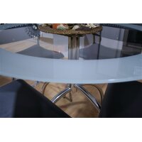 Mesa cristal redonda + 4 sillas pvc negras