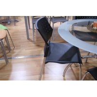 Mesa cristal redonda + 4 sillas pvc negras