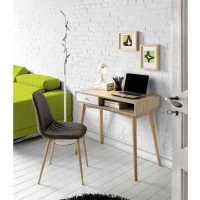 Mesa de escritorio con un cajón y silla de estudio