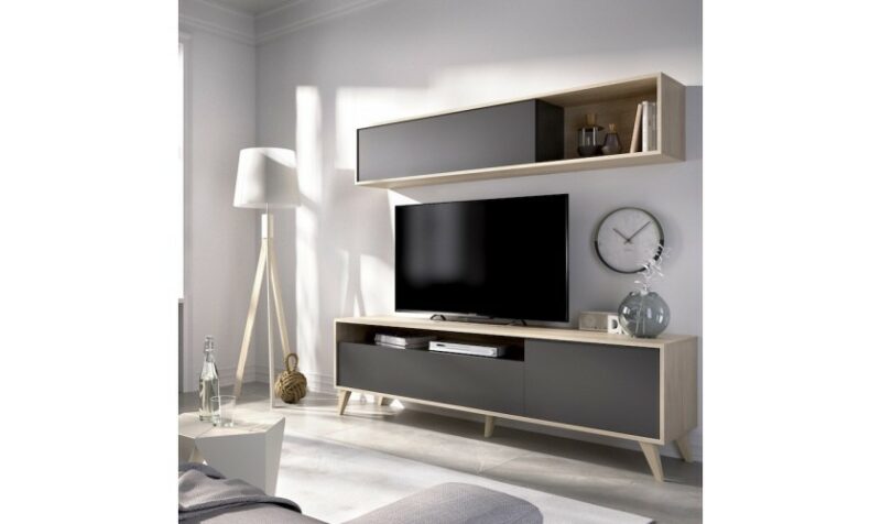 Mueble de TV con módulo superior estilo nórdico