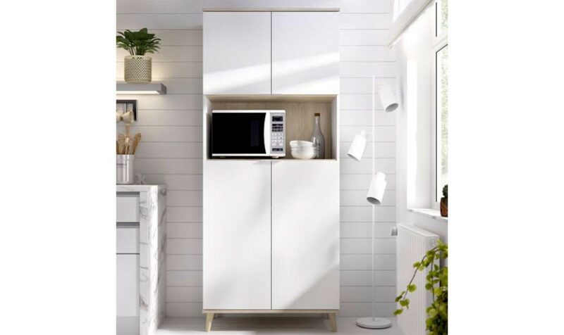 Mueble auxiliar cocina 4 puertas color blanco/natural