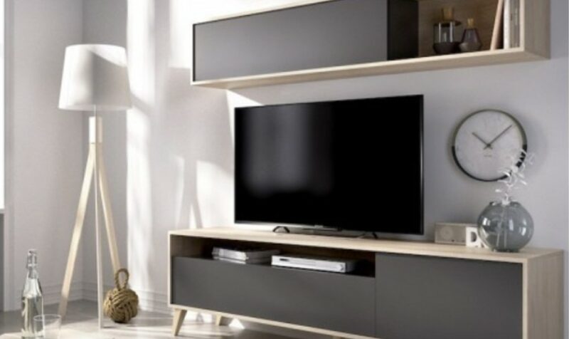 Mueble de TV con módulo superior estilo nórdico - Imagen 4