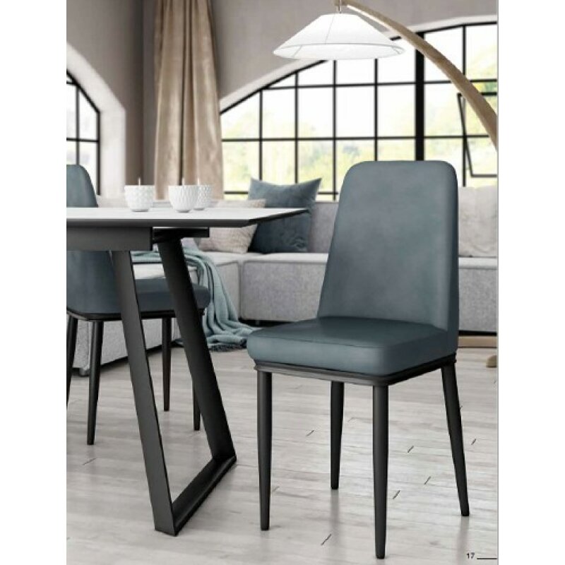 Silla tapizada de comedor con patas metálicas negras Oslo