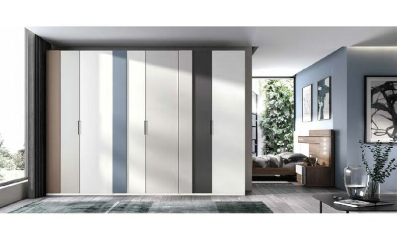 Armario 6 puertas madera blanca con acabados en varios colores