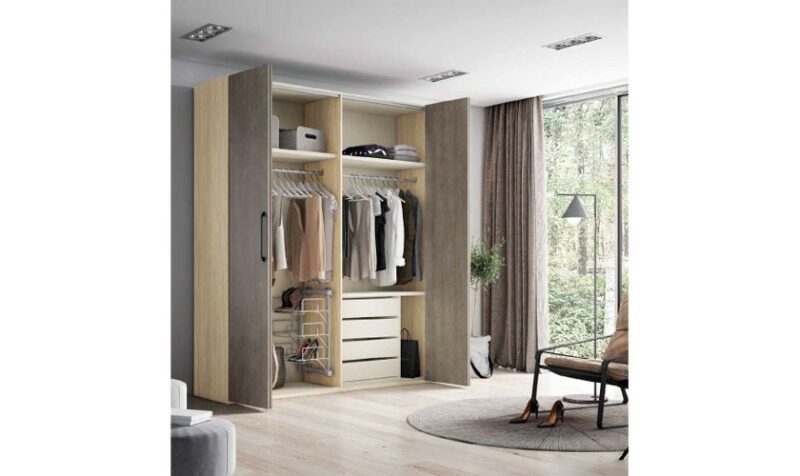 Armario ropero 2 puertas madera acabados gris roca