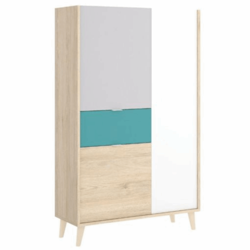 Mueble 2 puertas vertical con 1 cajón natural/esmeralda