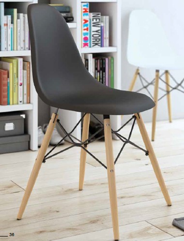 Pack de 4 sillas de polipropileno Munich patas de madera