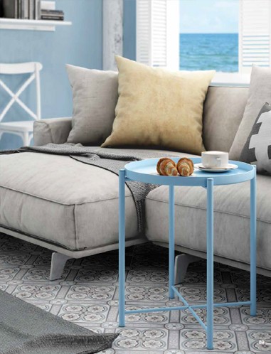 Mesa auxiliar metálica lacada 44x52 cm diámetro