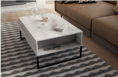 Mesa de centro elevable blanca + luz led