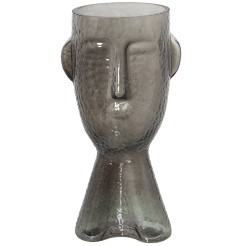 Jarrón de cristal rostro gris o naranja
