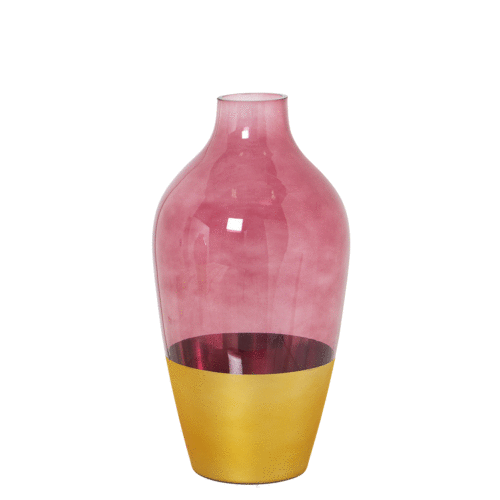 Jarrón de cristal dorado rojo o verde 28 cm