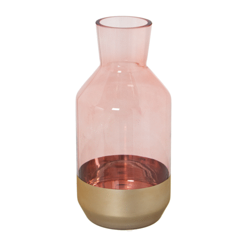 Jarrón de cristal rosa/dorado