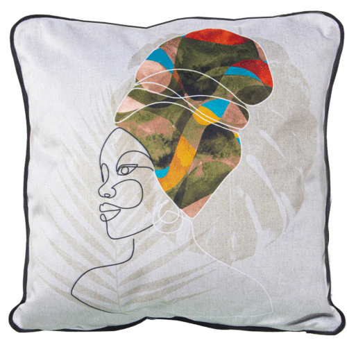 Cojín 45x45 cm Africa rostros perfil