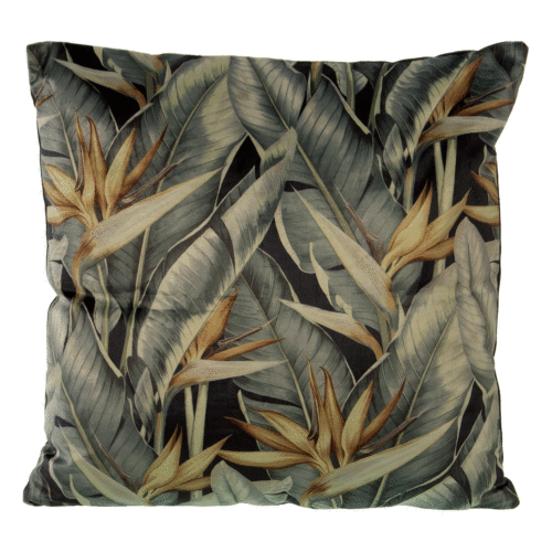 Cojín 45x45 cm terciopelo diseño hojas palmera