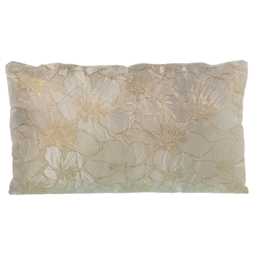 Cojín 30x50 cm poliester dorado flores