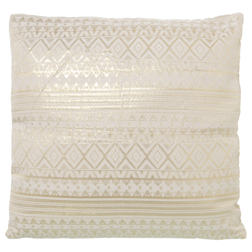 Cojín 45x45 cm blanco con figuras doradas