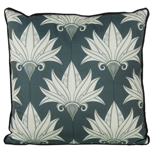 Cojín 45x45 terciopelo flores disponible verde o rosa