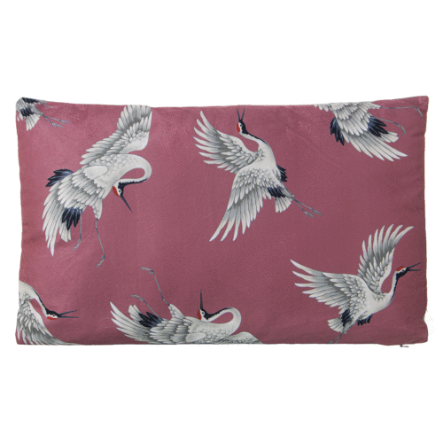 Cojín 50x30 terciopelo rosa y garzuas