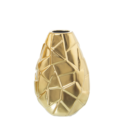 Jarrón cerámica dorada diseño roca 24 cm