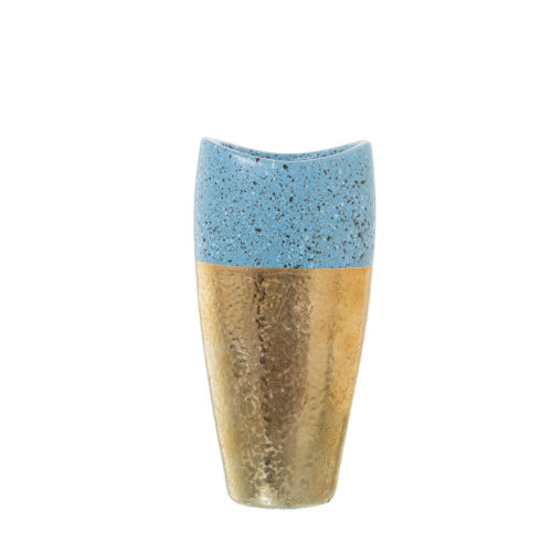 Macetero cerámica dorado/azul 28 cm