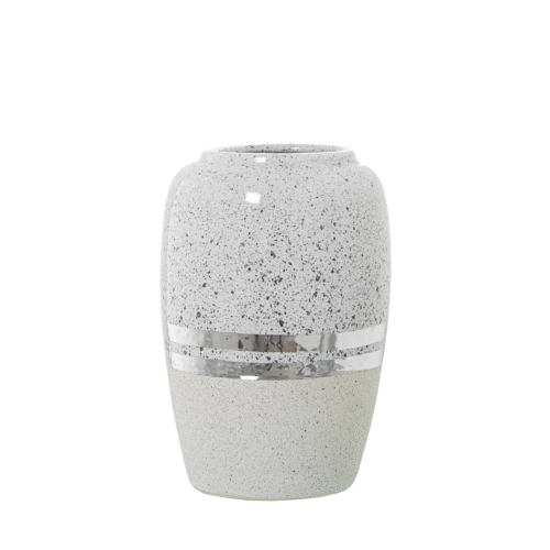 Jarrón de cerámica plateado/blanco 20 cm