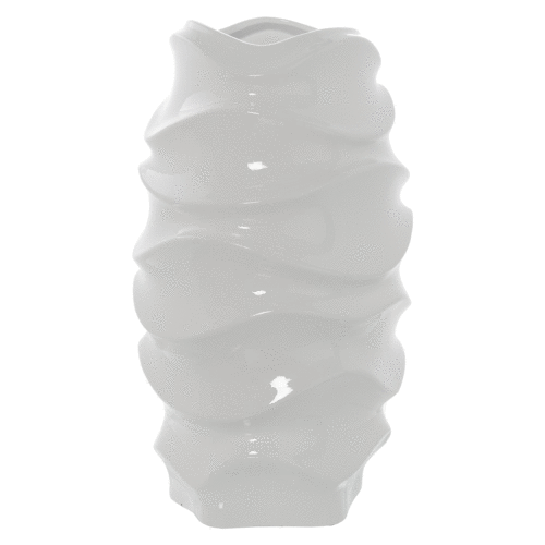 Jarrón de cerámica blanco brillo 40 cm