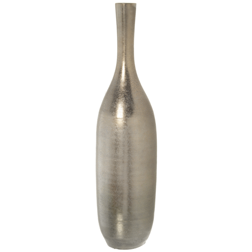Jarrón de cerámica plateado cuello largo 80 cm