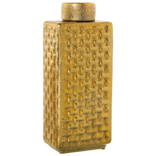 Tibor de cerámica dorado con tapon 16X10X40CM