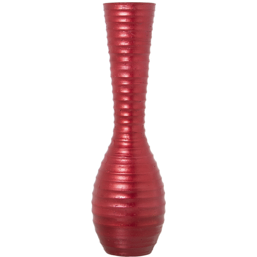 Jarrón de cerámica rallado disponible en rojo y plateado
