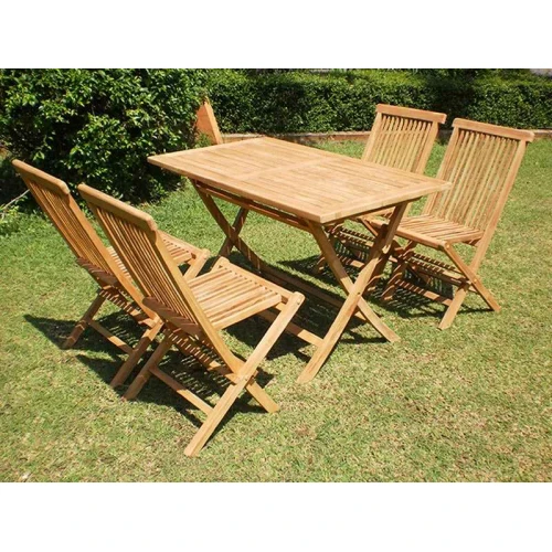 Set mesa madera rectangular + 4 sillas plegables