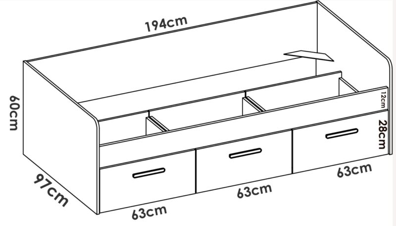 Cama nido blanca con tres cajones Mek - Imagen 2