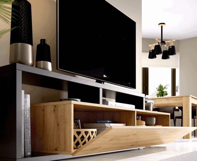 Mueble bajo TV compacto para televisor de hasta 65” - Imagen 2