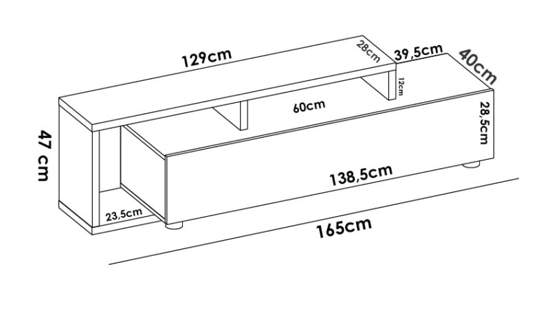 Mueble bajo TV compacto para televisor de hasta 65” - Imagen 4