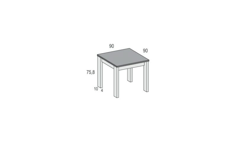 Mesa de comedor cuadrada extensible a 180x90 cm - Imagen 2