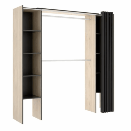 Kit vestidor olor natural y grafito con cortina