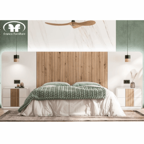 Dormitorio de matrimonio completo cabecero + 2 mesitas modelo Natura