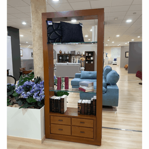 Estanteria bifacial 4 cajones + 2 estantes de cristal outlet