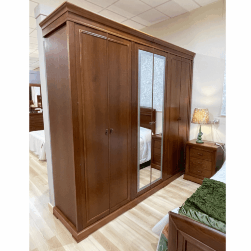 Dormitorio matrimonio con armario color cerezo outlet