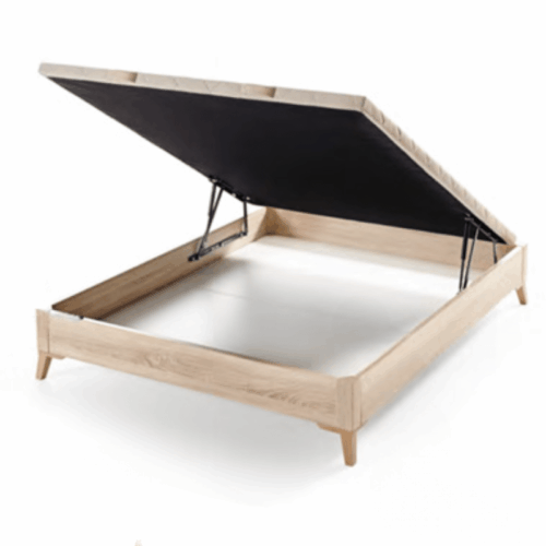 Canapé de madera Filipo con pata alta + capacidad interior 16 cm
