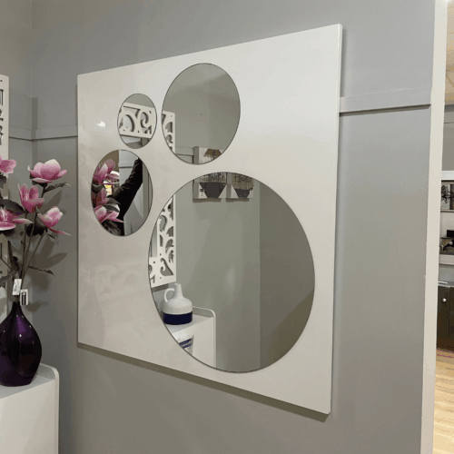 Espejo blanco entrada con diseño circulos outlet