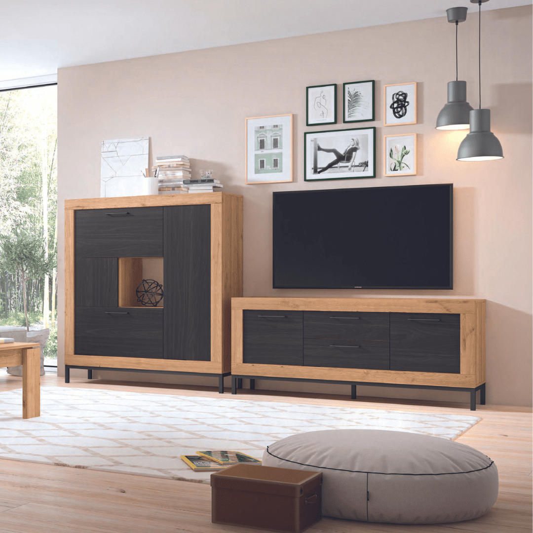 Mueble de salón naturale/bocamina con aparador
