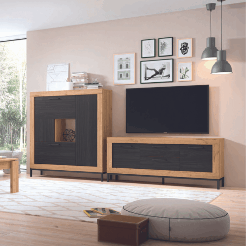 Mueble de salón naturale/bocamina con aparador