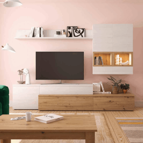 Composición de salón artisán/polar con estante para colgar