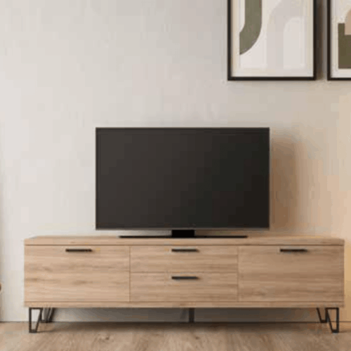 Mueble de TV con 2 puertas + 2 cajones roble natural